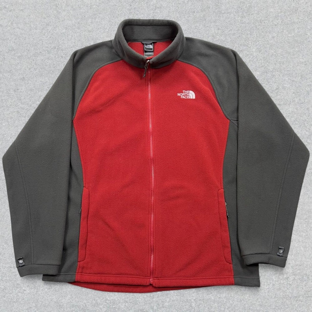 The North Face Jacket Men's 2XL Red Gray Khumbu Fleece Full Zip Flashdry Hiking